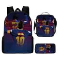 3-pack fotbollsstjärnan Lionel Messi ryggsäck elev skolväska D pennfodral D pencil case