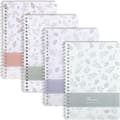 A5 Spiralnotatbok 4-pakning, 120 linjerte sider, blomsterdesign [YDE]