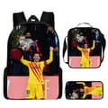 3-pak fodboldstjerne Lionel Messi rygsæk studerende skoletaske O rygsæk O backpack