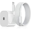 iPhone Hurtiglader 20W USB-C Strømadapter med 2m Ladekabel - Hvit (1 Adapter + 1 Kabel) (1st Laddare & 1st 2m laddkabel)