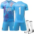 Real Madrid Blå Courtois #1 Målad Fotbollströja {KPO} #S #S #S