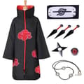 Akatsuki Itachi Anime Cosplay-kostyme for barn, 8 deler maskerade, størrelse S S