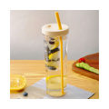 Miniatyrbild 2 av 5: 700 ml vattenflaska halkskyddad sugrör design plast te juice dricksburk för studenter - gul