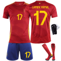 Miniatyrbild 3 av 5: 2024 Spanien EM-tröja nr 9 Gavi 26 Pedri 7 Morata 16 Rodri fotbollströja set - nr 16 med strumpor + skyddsutrustning 28(150-160cm)