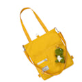 Miniatyrbild 4 av 6: Canvasväska för kvinnor Flickor Canvas Axelväska Student Canvas Handväska Casual Shoulder Work Bag med björnhänge i japansk stil Gul