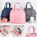 Miniatyrbilde 2 av 5: Lunsjbag Lekkasjesikker Isolert Bento Tote Bag Kompakt Holdbar Isolert Lunsjboks Bag for Kontor Pink