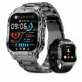 Smartwatch i militærstil til mænd, 2,0\" HD-skærm, Bluetooth-opkald, Android/iOS, Sort/Stål