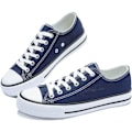 Miniatyrbillede 5 af 5: Dame Canvas Mode Sneakers Søde Lave Sko Komfortable Canvas Gåsko Til Damer white EU37