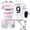 Miniatyrbillede 2 af 5: 23-24 Juventus udebanetrøje voksen børne kortærmet fodbolduniform - sæt - Nr. 22 Di Maria træningsdragt - Nr. 10 + sokker + benskinner 20(110-120cm)