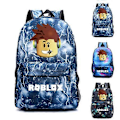 Miniatyrbillede 2 af 2: Børne Skoletaske Roblox Rygsæk Studenter Skoletaske Rejsetaske Rhombus Blue