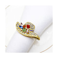 Miniatyrbilde 4 av 5: 4 stk. Chic Serviettringer Fargerike Rhinestone Metallservietter - Gullfarget
