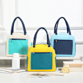 Miniatyrbilde 5 av 5: Enkel Fargeblokk Lunsjboks Bag Vanntett Fortykket Lunsjbag for Skole Kontor Arbeid Yellow