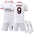 Miniatyrbild 1 av 2: 2425 AC Milan Bortavittröja Vit Giroud Fotbollströja Med Strumpor S(165-170cm)