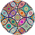 Pikkukuva 1 / 5: Hiirimatto, pyöreä mandala-hiirimatto, söpö hiirimatto kuviolla, liukumaton kumipohjainen hiirimatto ommellulla reunalla, vedenpitävä hiirimatto, 7,9 x 7,9 tuumaa
