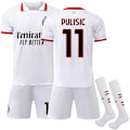 Miniatyrbild 1 av 2: 2425 AC Milan Bortavittröja Vit Pulisic Fotbollströja Med Strumpor 20(110-120cm)