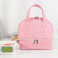 Miniatyrbilde 4 av 5: Lunsjbag Lekkasjesikker Isolert Bento Tote Bag Kompakt Holdbar Isolert Lunsjboks Bag for Kontor Pink