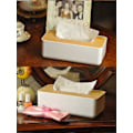 Miniatyrbild 4 av 5: Kosmetisk servettbox av trä 26x13x11cm servettdispenser praktisk servettlåda rektangulär servettbox för standard