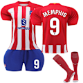 Pikkukuva 1 / 5: 2324 Atlético Madrid kotipaita aikuisille ja lapsille, lyhythihainen jalkapallopaita - Setti - Nro 19 Morata treeniasu - Nro 9 + Sukat XXL(185-190cm)