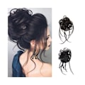 Miniatyrbild 3 av 5: Peruker stökig effekt fluffigt hår Andas Chignon stökigt Scrunchie elastisk hårbulle för fest - ljusbrun