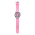 LED-baggrundsbelyst quartz-ur til piger med rund silikonerem (pink)