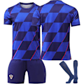 Miniatyrbillede 5 af 5: 2024 Kroatien Europamesterskab udebane fodbolduniform Modric trøje+sokker 22(120-130cm)
