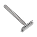 Miniatyrbillede 3 af 5: Double Edge Sikkerheds Barberkniv Mænd Hjem Salon Bærbar Zinklegering Messing Håndtag Barberkniv Fødselsdagsgave Sølv