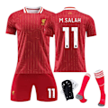 Miniatyrbilde 2 av 5: 24-25 Liverpool hjemmedrakt nr. 11 Salah 9 Firmino barn-voksen drakt - fotballuniform - nr. 11 med sokker + beskyttelsesutstyr 24(130-140cm)