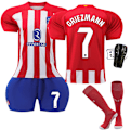 Miniatyrbild 3 av 5: 2324 Atletico Madrid Hemtröja Vuxna Barn Kortärmad Fotbollströja - Set - Nr 19 Morata Träningsdräkt - Nr 7 + Strumpor 18(100-110cm)