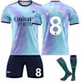 Miniatyrbilde 1 av 5: 2425 Arsenal andre bortedrakt Odegaard fotballuniform sett+sokk 18(100-110cm)