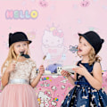 Miniatyrbillede 3 af 6: Temahætte Hello Kitty, sæt med 3 dækkeservietter dekoreret med katte til fødselsdagsfest Hello Kitty fødselsdagsdekorationer Flerfärgad