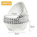 Miniatyrbild 2 av 5: 200 st Guld Folie Muffin Formar Standard Bakformar Muffin Pappersformar Silver