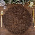 Miniatyrbild 2 av 4: Vävd cirkelformad bordstablett, naturlig halkfri och värmebeständig bordstablett, vävd bordstablett för inom- och utomhusbruk, hållbar Deep coffee