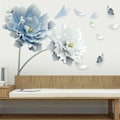 Miniatyrbild 1 av 5: Stora Blåa Blommor Väggdekaler | Blomsterdekaler för Sovrum Vardagsrum TV Bakgrund Heminredning
