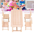 Miniatyrbild 1 av 8: Miniatyr Matsalsset För Dockhus, Realistisk Design Trämöbelmodell Miljövänligt Material Robust Konstruktion Inredningsmodell Möbler (5 st)