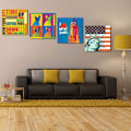 Miniatyrbild 1 av 8: Färgglad mönstrad canvasväggmålning Bild Hemmakontor