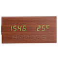 Miniatyrbild 2 av 8: Träväckarklocka Bluetooth Trä Högtalare Temperatur/Tid