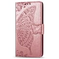 Miniatyrbild 1 av 6: OnePlus Nord Plånboksfodral PU-Läder 4-FACK Motiv Fjäril Rosa guld