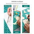 Miniatyrbild 9 av 10: Set med 2 EINNENFFER A4 skärmattor, PVC, med transparent linjal i tum, 30 x 22 cm, grön, för hantverk, utskärning, tillverkning