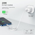 Miniatyrbild 3 av 5: 2 st iPhone snabbladdare USB-C strömadapter 20W + kabel vit