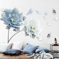 Miniatyrbild 3 av 5: Stora Blåa Blommor Väggdekaler | Blomsterdekaler för Sovrum Vardagsrum TV Bakgrund Heminredning