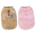 2-pack hundtröja med sele-ring, fleece varm valptröja, vinterkläder för husdjur, kläder med koppelhål (Rosa+Brun)