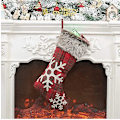 Miniatyrbild 4 av 7: Christmas Stockings 2020, 18 Inches Burlap with Large Plaid