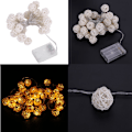 Miniatyrbild 6 av 8: Globe Rattan Ball String Lights 30LED Batteridriven Nattlampa Hängande Dekor (Varm Vit)