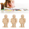 Miniatyrbild 1 av 8: Justerbara träfigurer Obehandlad trärobot Släta ytor Lätt att dekorera DIY-hantverk Flexibla trärobotar Naturligt trämaterial Mångsidig