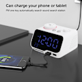 Miniatyrbild 6 av 8: Digital väckarklocka med dubbla alarm, justerbar ljusstyrka, FM-radio, insomningstimer, USB-laddning, termometerdisplay för sovrum och vardagsrum