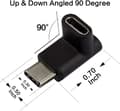 Pikkukuva 5 / 5: 2 kpl USB Type C uros-naaras -sovitin, kulma 90 astetta oikealle