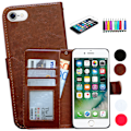 Miniatyrbild 1 av 8: iPhone 7/8/SE (2020 & 2022) - Läderfodral/Skydd + 3 i 1 Paket Brun Brun