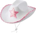 Vita Cowboyhattar - (2-pack) Rosa Stjärnformad Cowboyhatt med Sekvenser