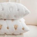 Miniatyrbild 6 av 6: Julglitter plysch kuddfodral lätt lyx snö semester vardagsrum soffa dekoration White gold