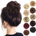 Miniatyrbild 1 av 5: 1 st Slarvig Hårbulle Hårskruv Förlängning Lockigt Vågig Slarvig Syntetisk Chignon för Kvinnor Updo Hårstycke Dark Auburn Mixed# Dark Auburn Mixed#